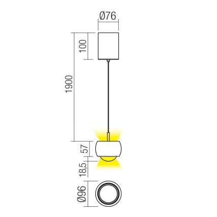 Redo 01-3548 - LED Hanglamp aan een koord AVES LED/12W/230V diameter 9,6 cm CRI 90 koper