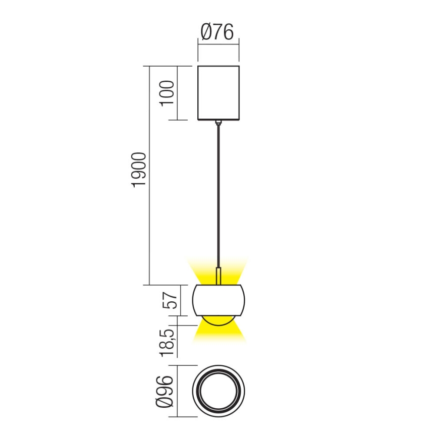 Redo 01-3548 - LED Hanglamp aan een koord AVES LED/12W/230V diameter 9,6 cm CRI 90 koper