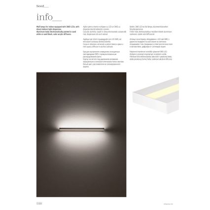 Redo 01-3552 - LED wand verlichting SEED LED/15W/230V wit