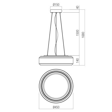 Redo 01-3592 - LED Hanglamp aan een koord SOLERA LED/36W/230V diameter 45 cm CRI 93 3000/4000K grijs