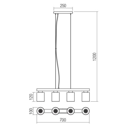 Redo 01-3986 - Hanglamp aan een koord ROTIS 4xE27/15W/230V