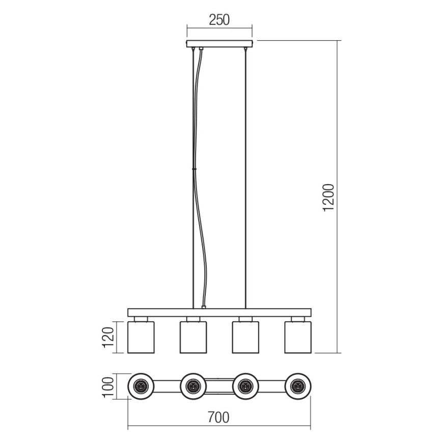 Redo 01-3986 - Hanglamp aan een koord ROTIS 4xE27/15W/230V