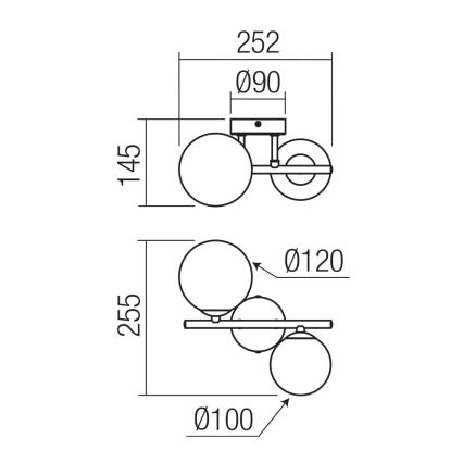 Redo 01-3987 - Bevestigde hanglamp ASTRA 2xG9/8W/230V zwart