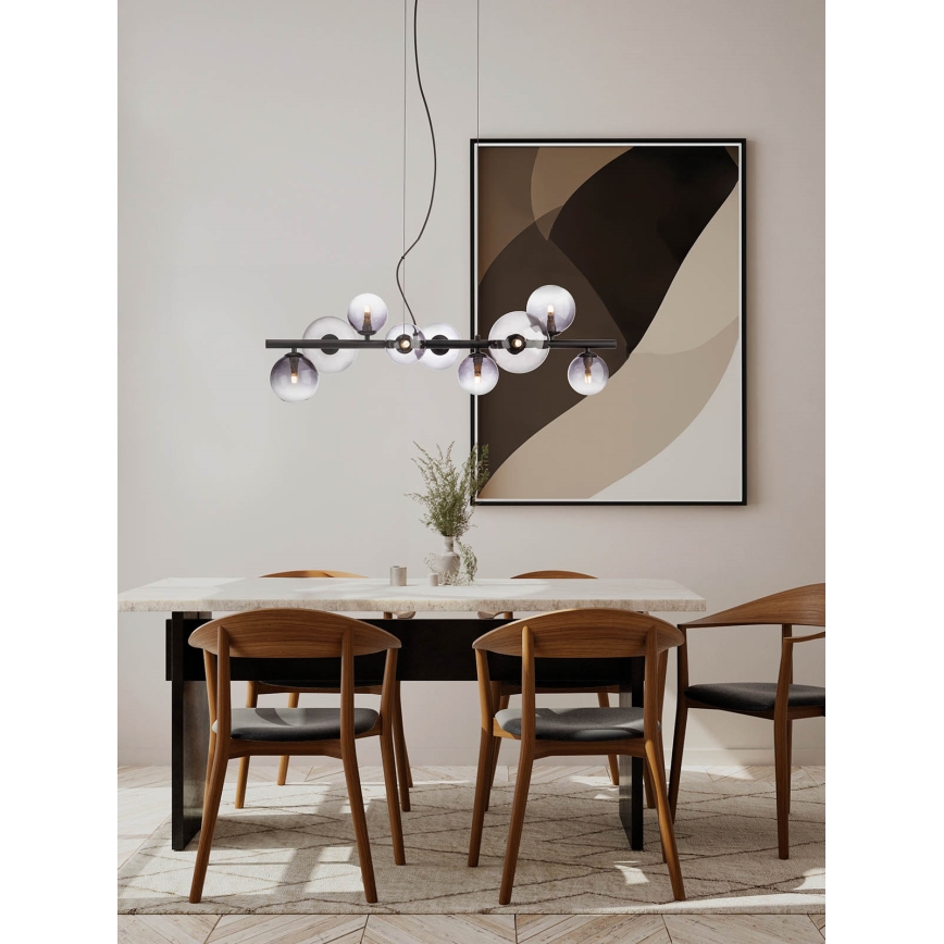 Redo 01-3989 - Hanglamp aan een koord ASTRA 9xG9/8W/230V zwart