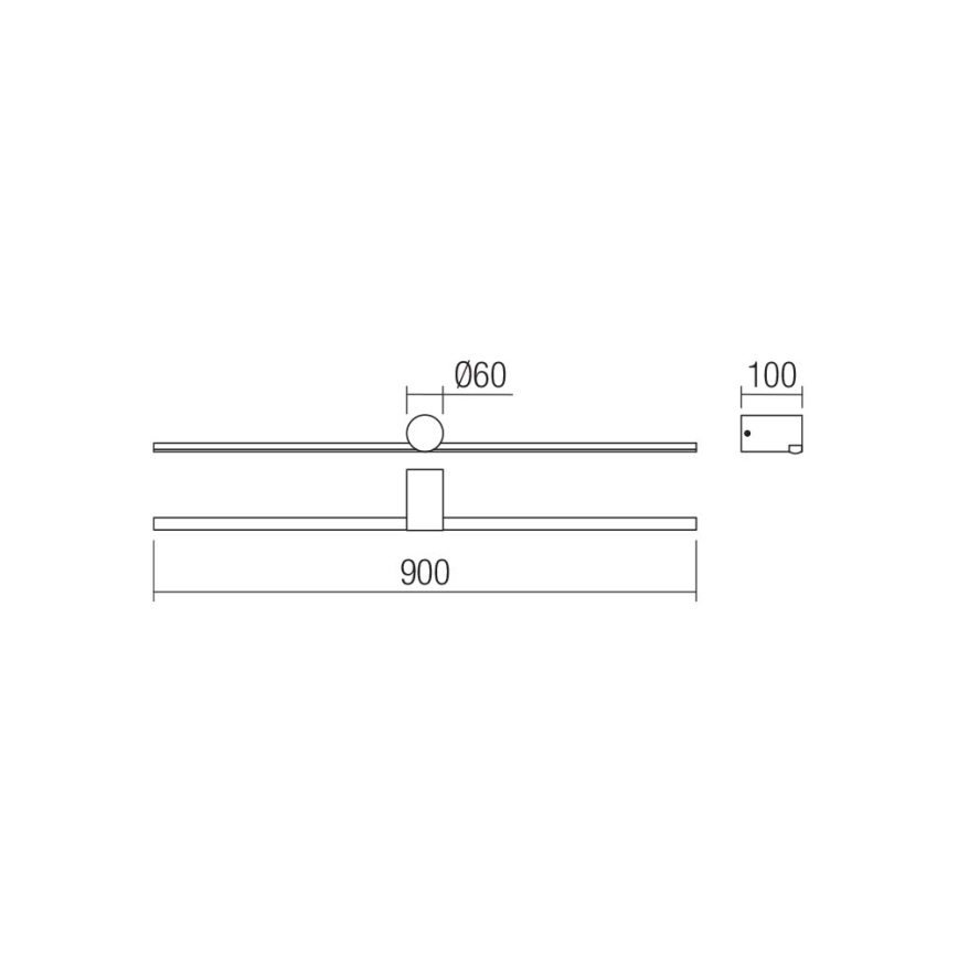 Redo 01-4036 - LED Badkamer spiegelverlichting ROW LED/18W/230V 90 cm IP44 zwart