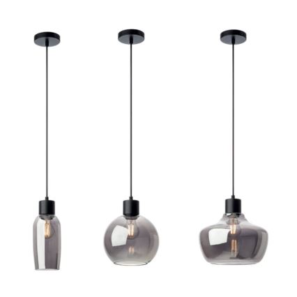 Redo 01-4046 - Hanglamp aan een koord ATLANTIS 1xE27/42W/230V diameter 26 cm zwart