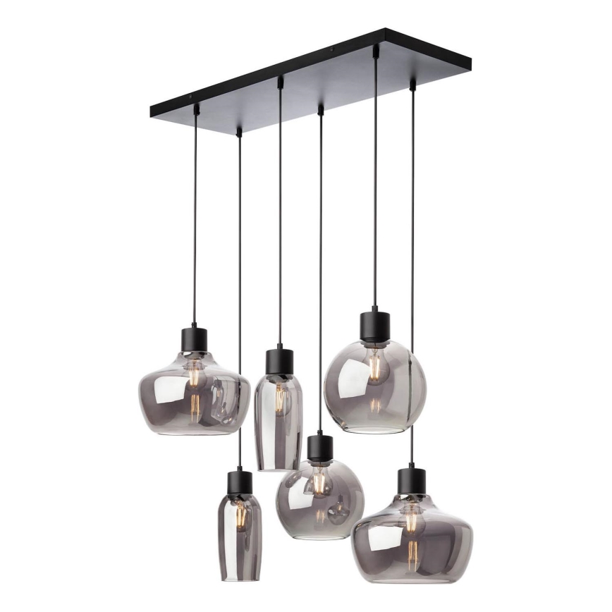 Redo 01-4047 - Hanglamp aan een koord ATLANTIS 6xE27/42W/230V zwart