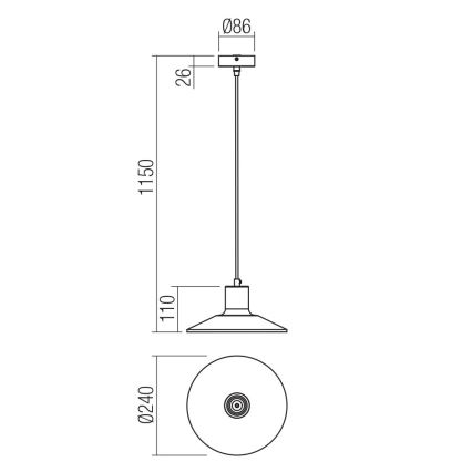Redo 01-4054 - Hanglamp aan een koord FRESNO 1xE27/42W/230V diameter 24 cm