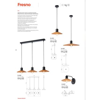 Redo 01-4055 - Hanglamp aan een koord FRESNO 1xE27/42W/230V diameter 40 cm