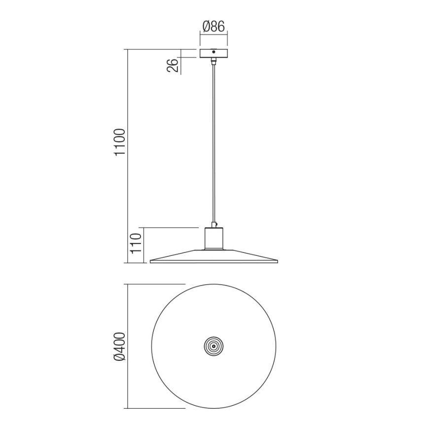 Redo 01-4055 - Hanglamp aan een koord FRESNO 1xE27/42W/230V diameter 40 cm