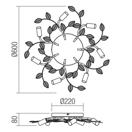 Redo 02-981 - Bevestigde hanglamp TIARA 7xE14/28W/230V