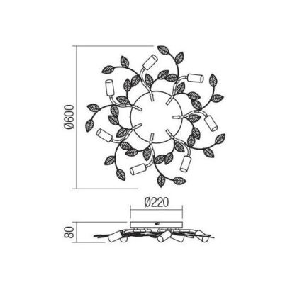 Redo 02-981 - Bevestigde hanglamp TIARA 7xE14/28W/230V