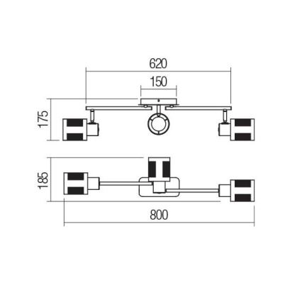 Redo 04-521 - Opbouwlamp BASKET 3xE27/42W/230V brons
