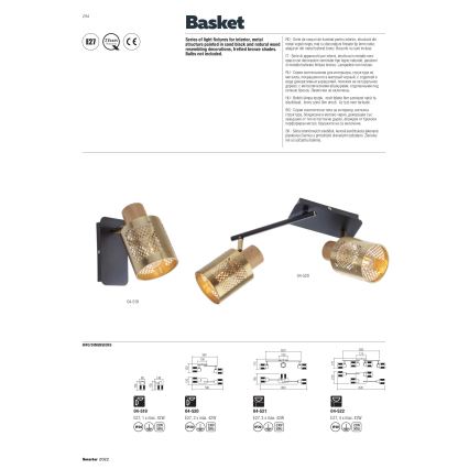 Redo 04-522 - Opbouwlamp BASKET 4xE27/42W/230V brons