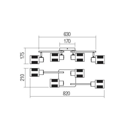 Redo 04-522 - Opbouwlamp BASKET 4xE27/42W/230V brons