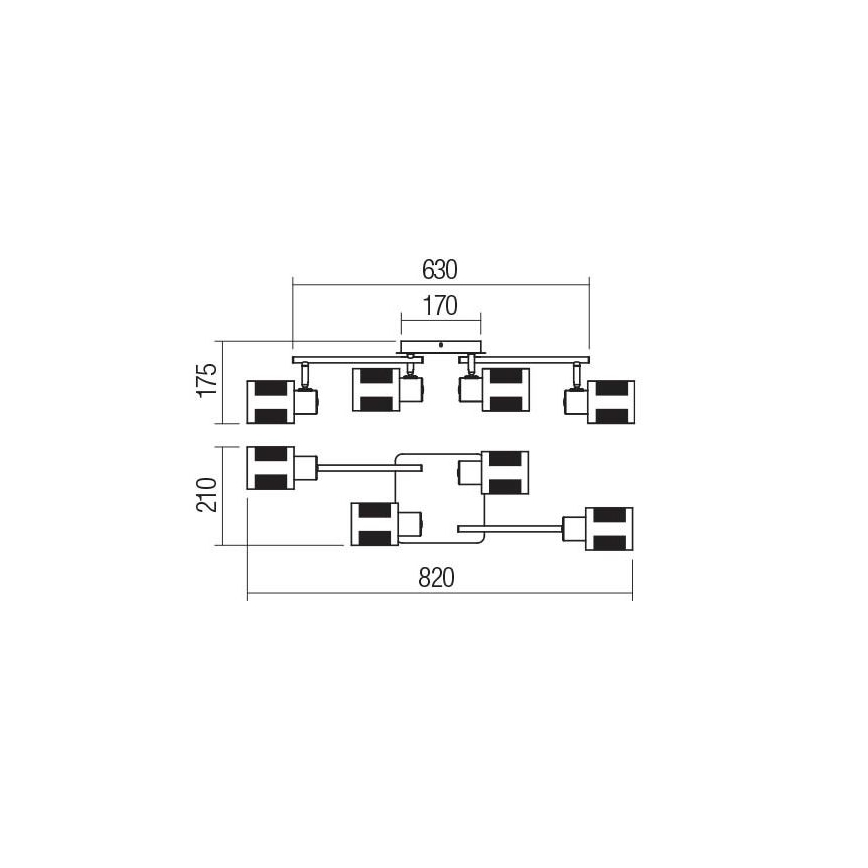Redo 04-522 - Opbouwlamp BASKET 4xE27/42W/230V brons