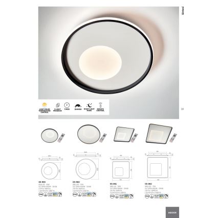 Redo 05-959 - Dimbare LED plafondlamp SINTESI LED/45W/230V diameter 45 cm 3000-6000K + afstandsbediening