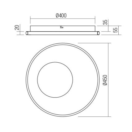 Redo 05-959 - Dimbare LED plafondlamp SINTESI LED/45W/230V diameter 45 cm 3000-6000K + afstandsbediening