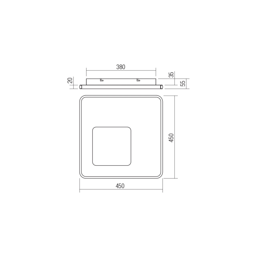 Redo 05-961 - Dimbare LED plafondlamp SINTESI LED/53W/230V 45x45 cm 3000-6000K + afstandsbediening