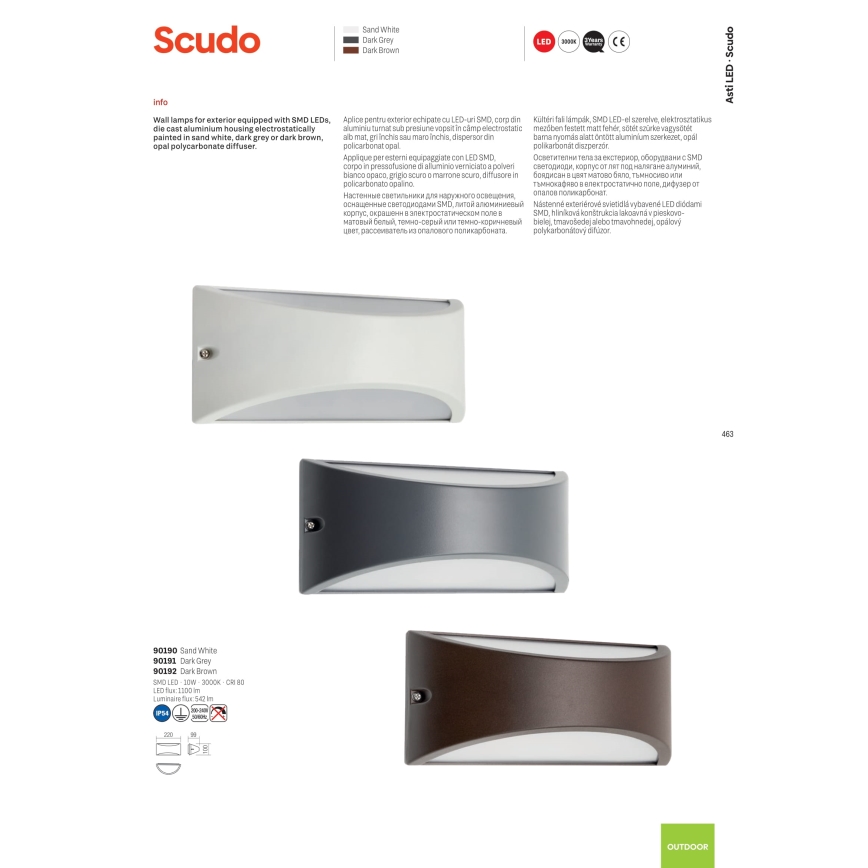 Redo 90192 - LED Wandlamp voor buiten SCUDO LED/10W/230V 3000K IP54 bruin