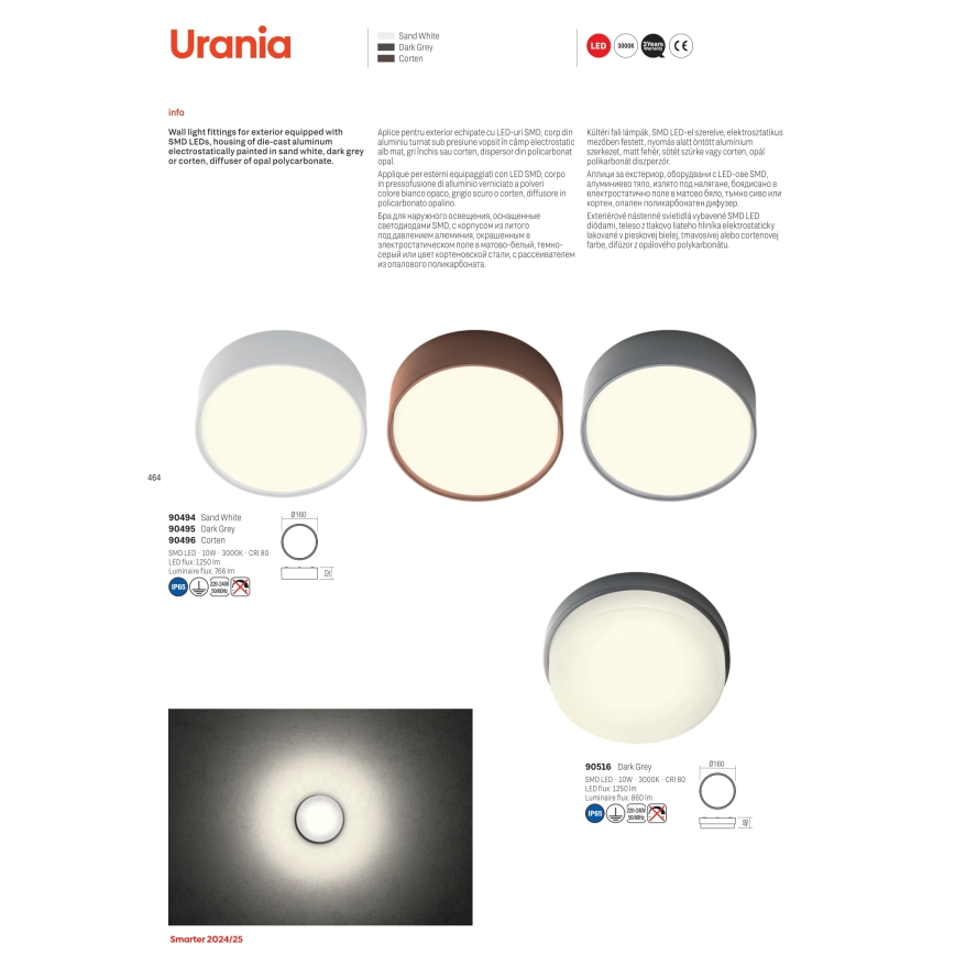 Redo 90496 - LED Plafondlamp voor buiten URANIA LED/10W/230V diameter 16 cm 3000K IP65 bruin
