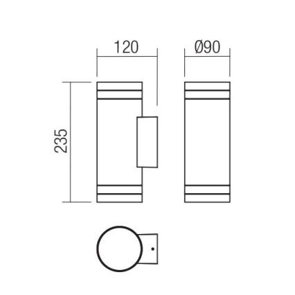 Redo 90518 - Wandlamp voor buiten CARGO 2xGU10/28W/230V IP54 antraciet