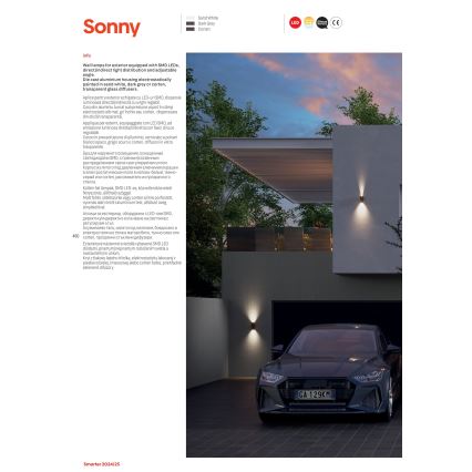 Redo 90637 - LED Wandlamp voor buiten SONNY 2xLED/5W/230V 2200/3000/4000K IP54 bruin