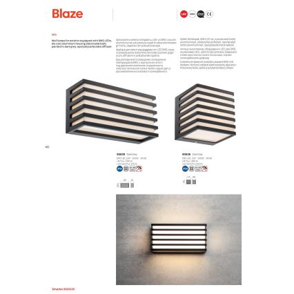 Redo 90638 - LED Wandlamp voor buiten BLAZE LED/12W/230V 3000K IP54 antraciet