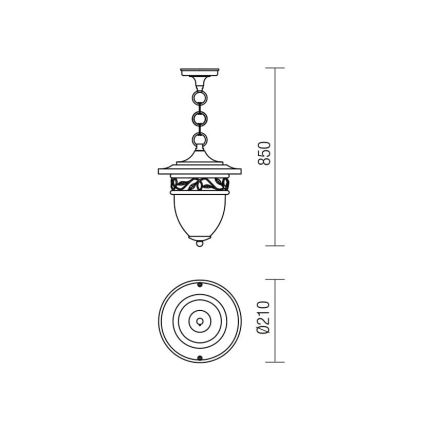 Redo 9399 - Hanglamp aan een ketting voor buiten BASEL 1xE27/42W/230V IP44 zwart