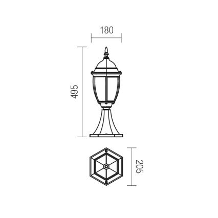 Redo 9606 - Buitenlamp SEVILLA 1xE27/42W/230V IP44 goud/patina