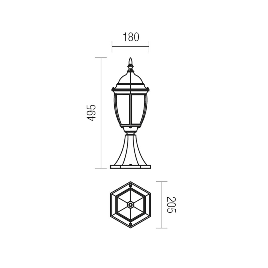 Redo 9606 - Buitenlamp SEVILLA 1xE27/42W/230V IP44 goud/patina