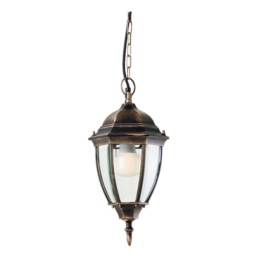 Redo 9607 - Hanglamp aan een ketting voor buiten SEVILLA 1xE27/42W/230V IP44 goud/patina