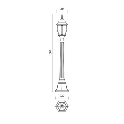 Redo 9608 - Buitenlamp SEVILLA 1xE27/42W/230V IP44 goud/patina