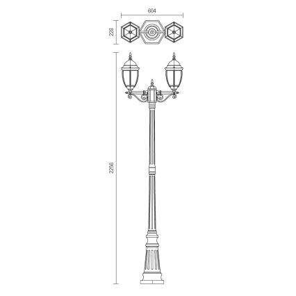 Redo 9609 - Buitenlamp SEVILLA 2xE27/42W/230V IP44 goud/patina