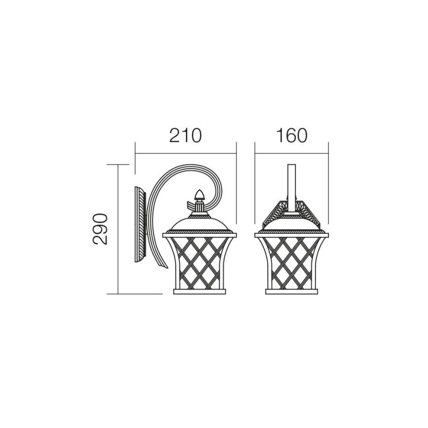 Redo 9951 - Buiten wandlamp BREMEN 1xE27/42W/230V IP23 goud/patina