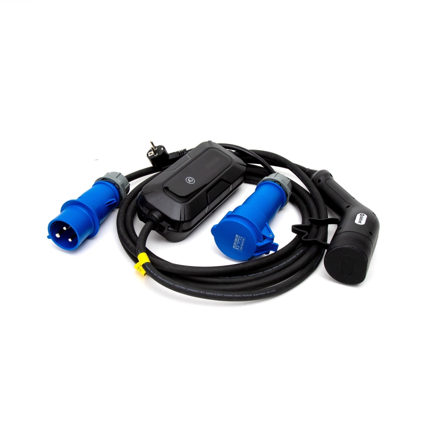 Reislaadstation voor elektrische auto's EV/PHEV AC Type 2 32A/230V 7,4kW IP55 5m + adapter 230V 3,7kW + Etui
