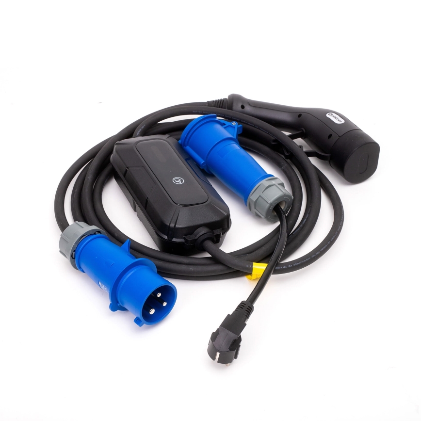 Reislaadstation voor elektrische auto's EV/PHEV AC Type 2 32A/230V 7,4kW IP55 5m + adapter 230V 3,7kW + Etui
