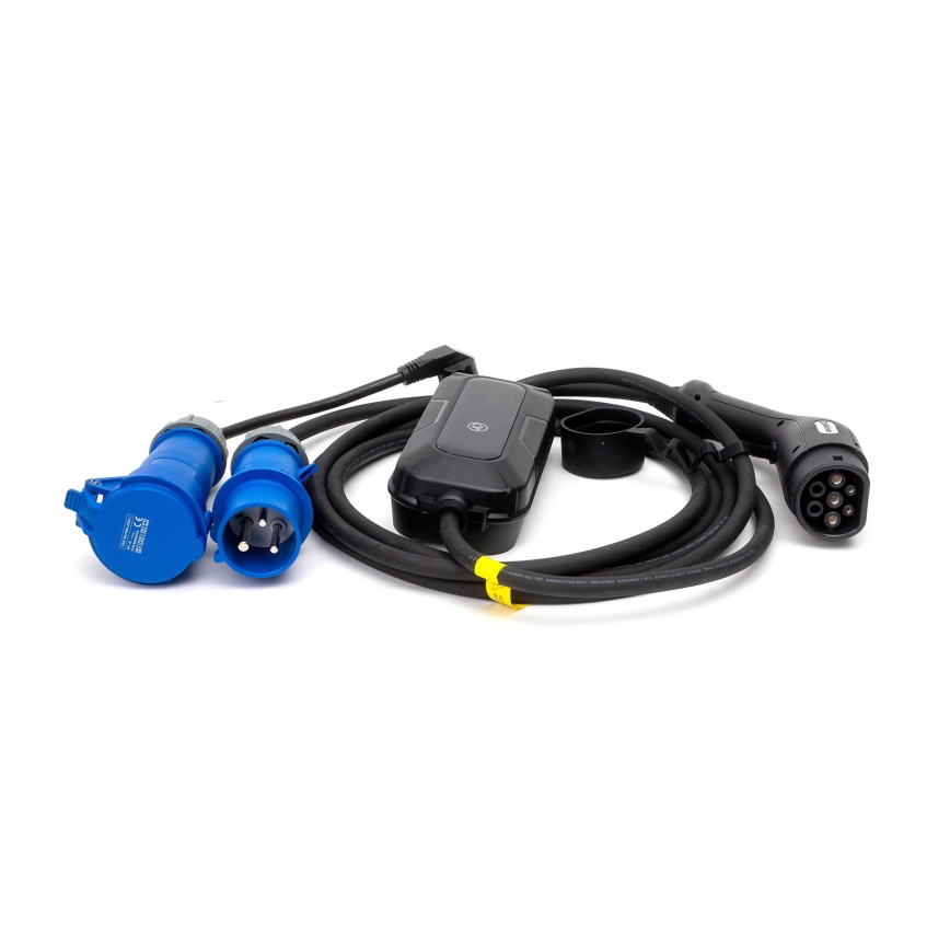 Reislaadstation voor elektrische auto's EV/PHEV AC Type 2 32A/230V 7,4kW IP55 5m + adapter 230V 3,7kW + Etui
