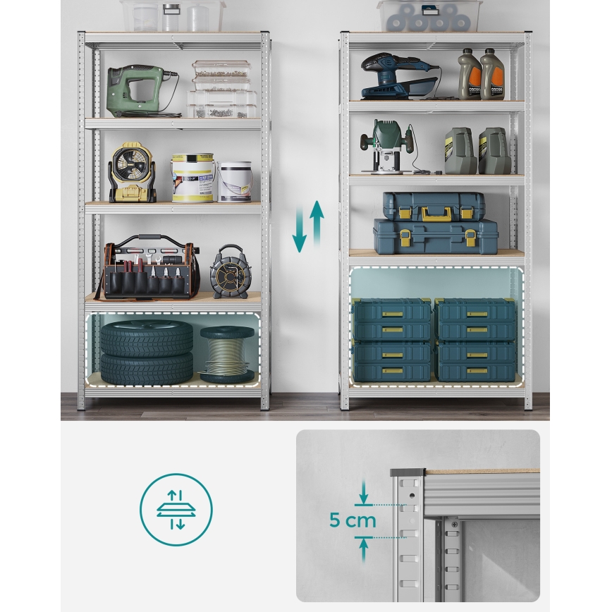 Rek ORDIFY, zilverkleurig