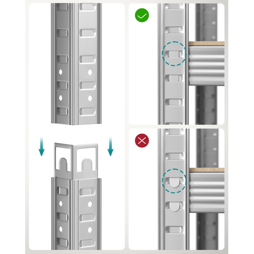 Rek ORDIFY, zilverkleurig