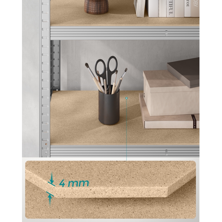 Rek ORDIFY, zilverkleurig