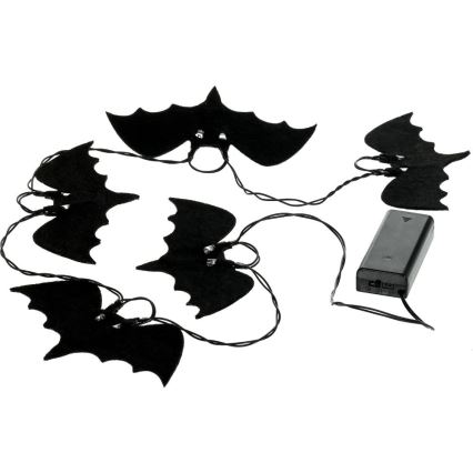 Decoratieve LED ketting HALLOWEEN 10xLED/2xAA/warm wit 1,3m vleermuizen