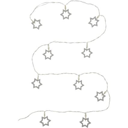 LED decoratief lichtsnoer 10xLED/2xAA 1,8m warm wit