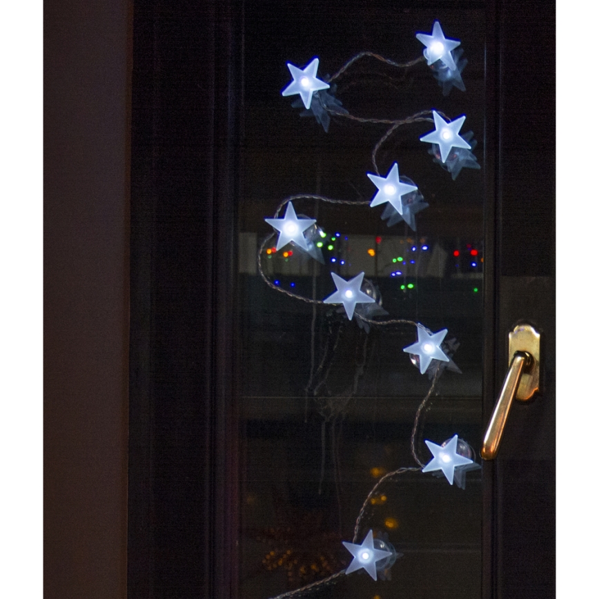 LED Decoratieve lichtslinger met zuignappen 10xLED/2xAA 1,8m koud wit