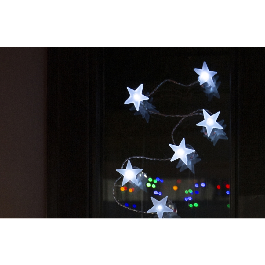 LED-lichtsnoer met zuignappen 10xLED/2xAA 1,8m koel wit