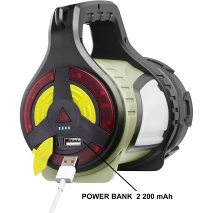 LED Dimbaar buitenshuis oplaadbaar zaklamp met een powerbank LED/21W/4400mAh IP44