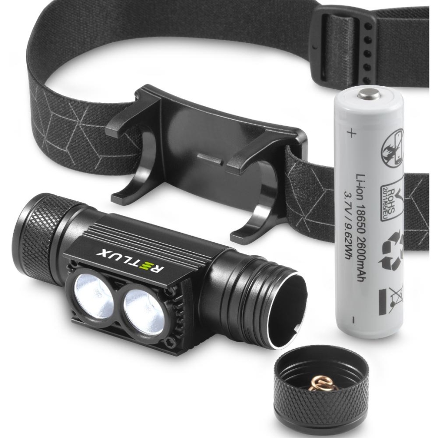 LED Dimbaar oplaadbaar aluminium hoofdlamp LED/2600 mAh IP65