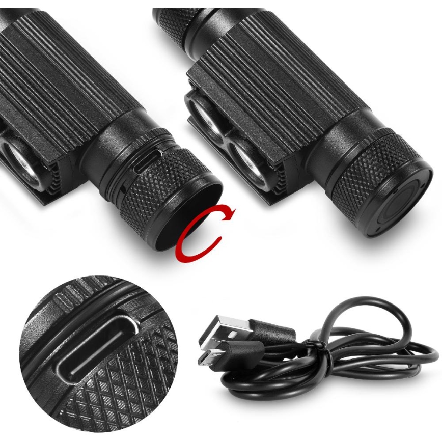 LED Dimbaar oplaadbaar aluminium hoofdlamp LED/2600 mAh IP65