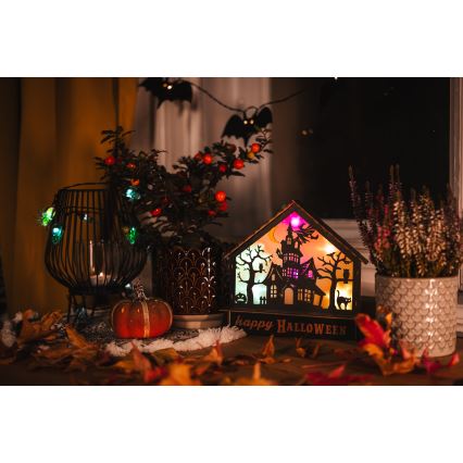 LED Decoratie HALLOWEEN LED/2xAA/multicolor spookhuis