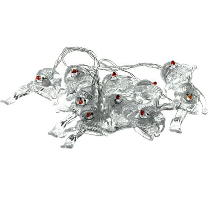 LED Kerst lichtsnoer 10xLED/2xAA/warm wit 1,65m Sneeuwpoppen